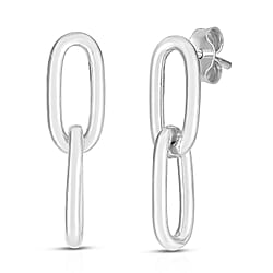 Sterling Silver Paper Clip Dangle Earrings