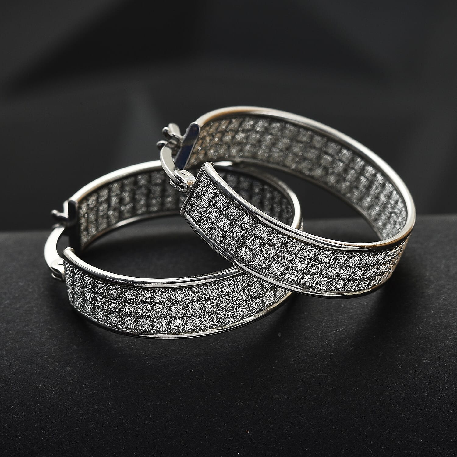 Limited Stock - Sterling Silver Stardust Hoop Earrings with Clasp
