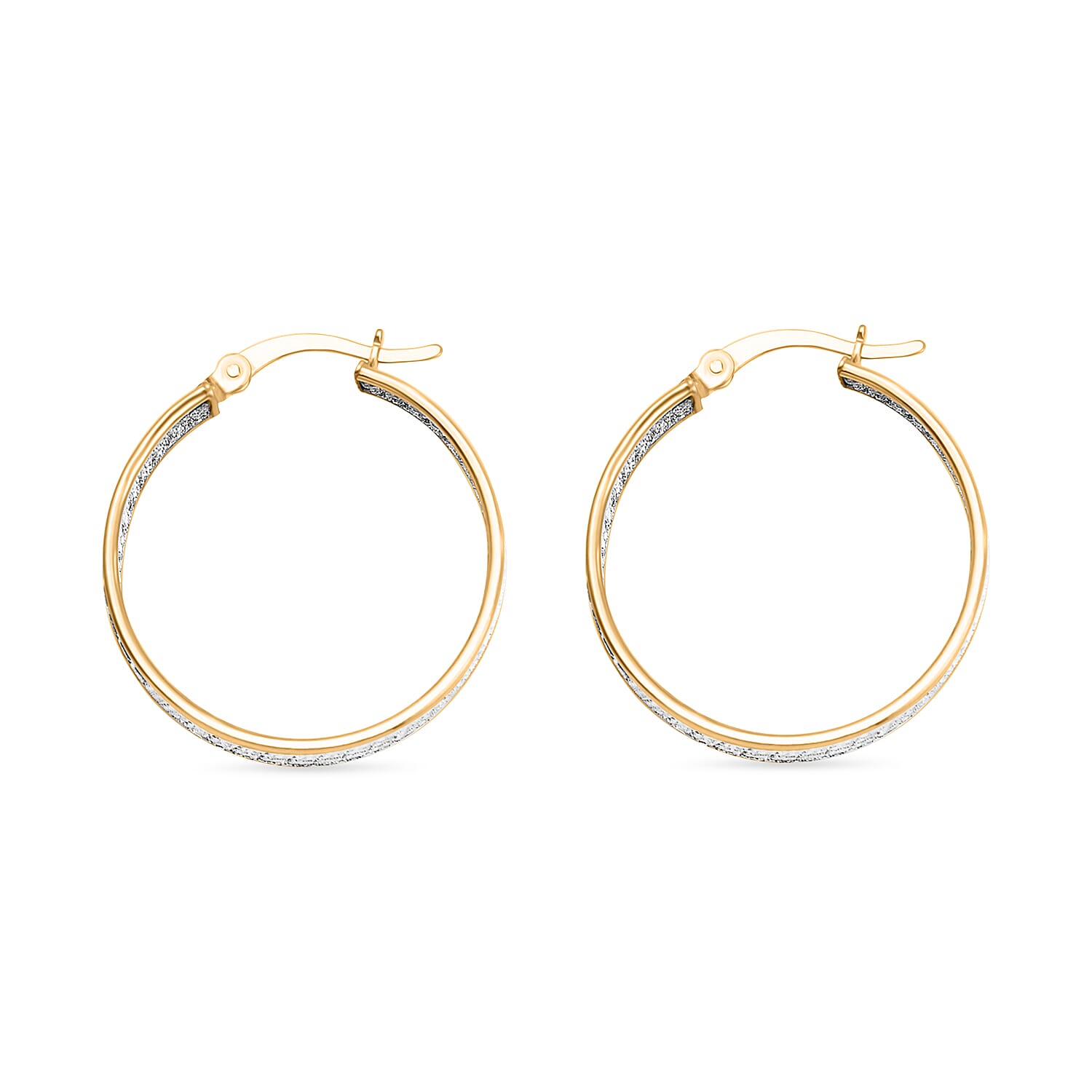 Gold Overlay Sterling Silver Stardust Hoop Earrings With Clasp