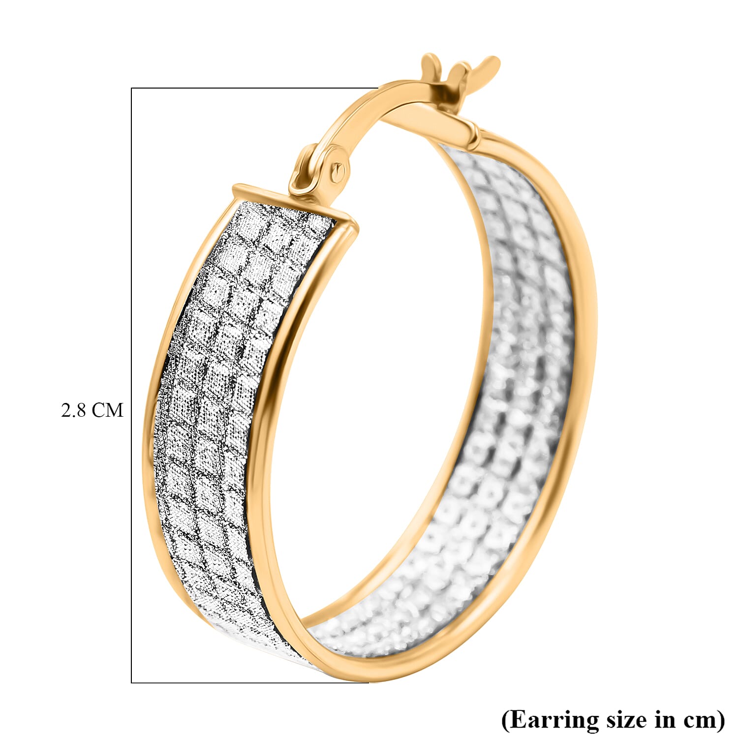 Gold Overlay Sterling Silver Stardust Hoop Earrings With Clasp