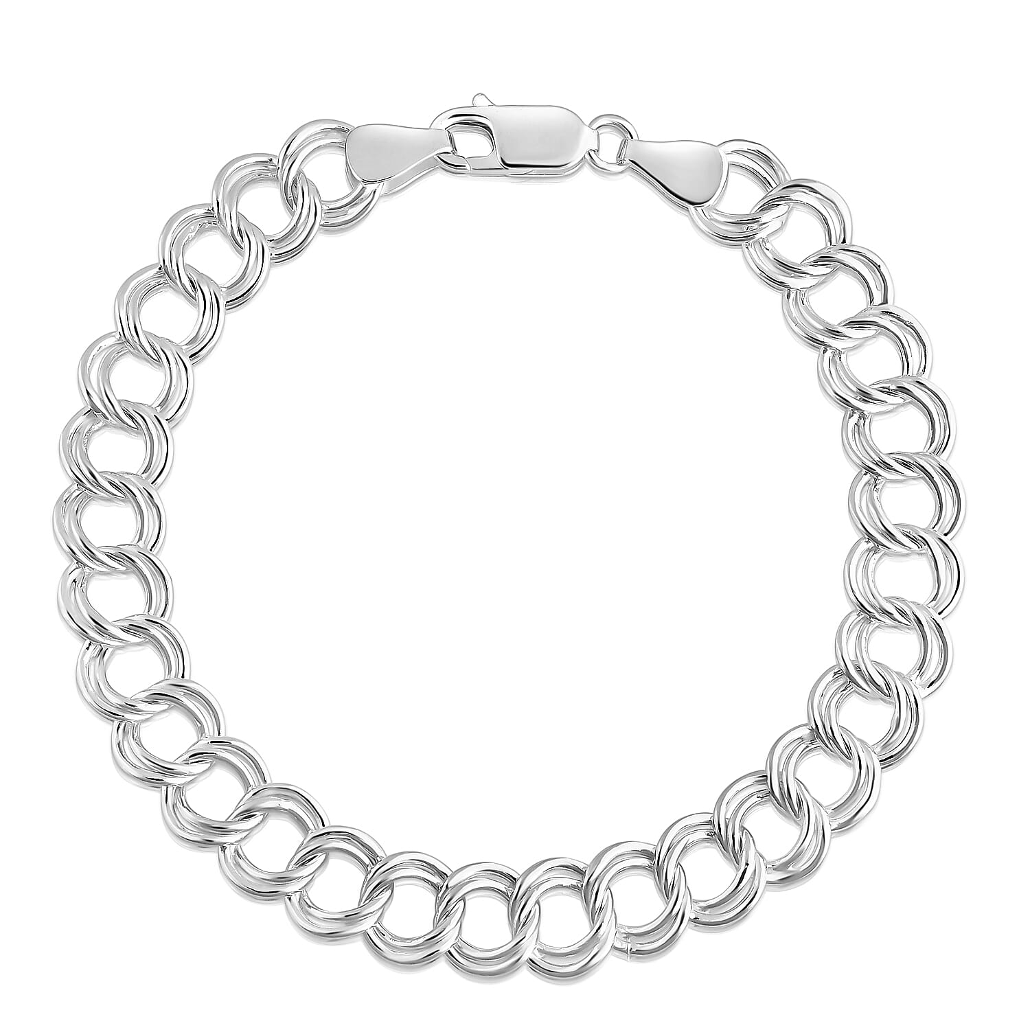 Mega Close Out Deal- Sterling Silver Double Link Charms Bracelet (Size - 7.5)