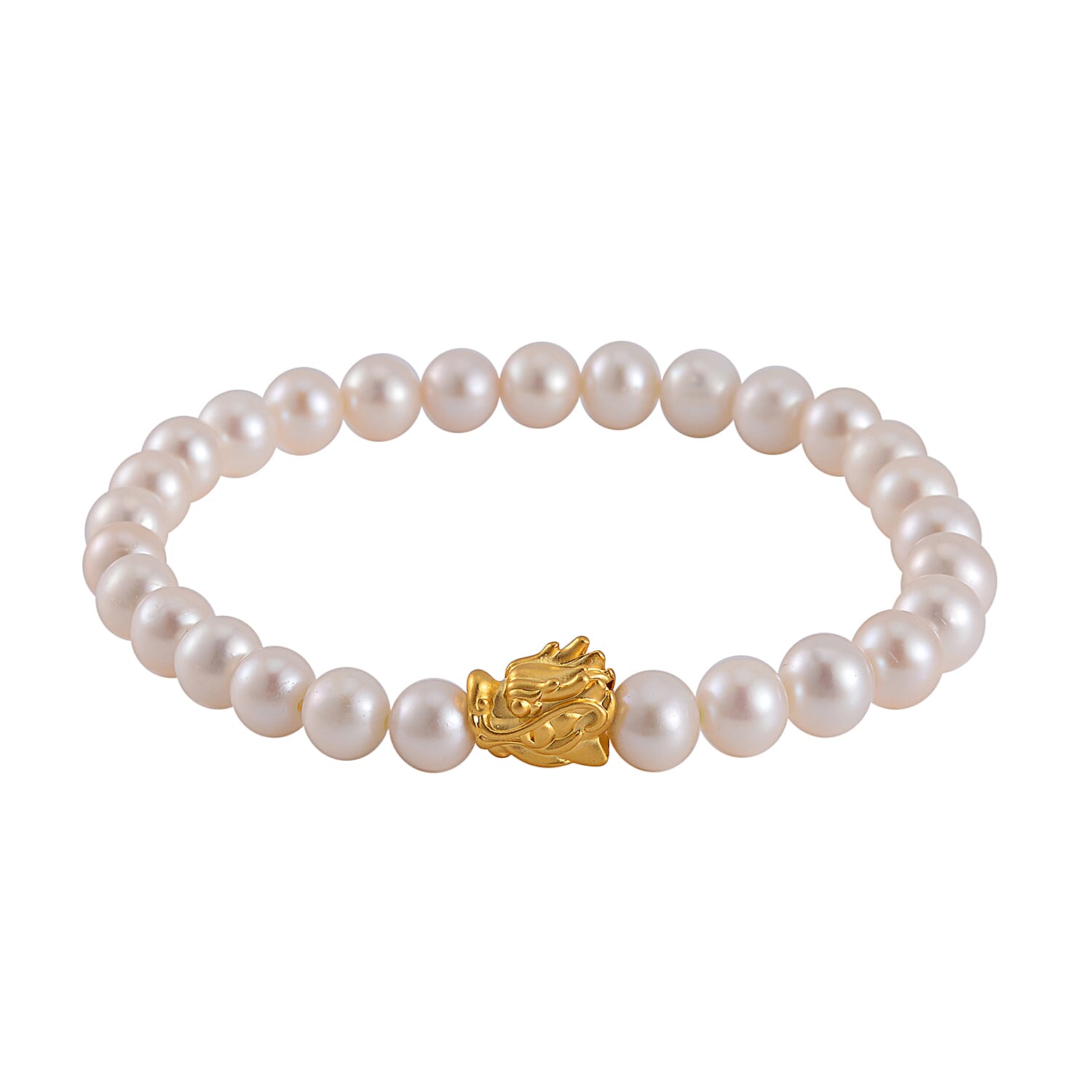 DOORBUSTER - 24K Yellow Gold White Anhui Pearl Dragon Bracelet