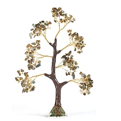 Decorative Handmade Rose Quartz Gemstone Tree with Wooden Base (Size 23x5.5cm) - Pink