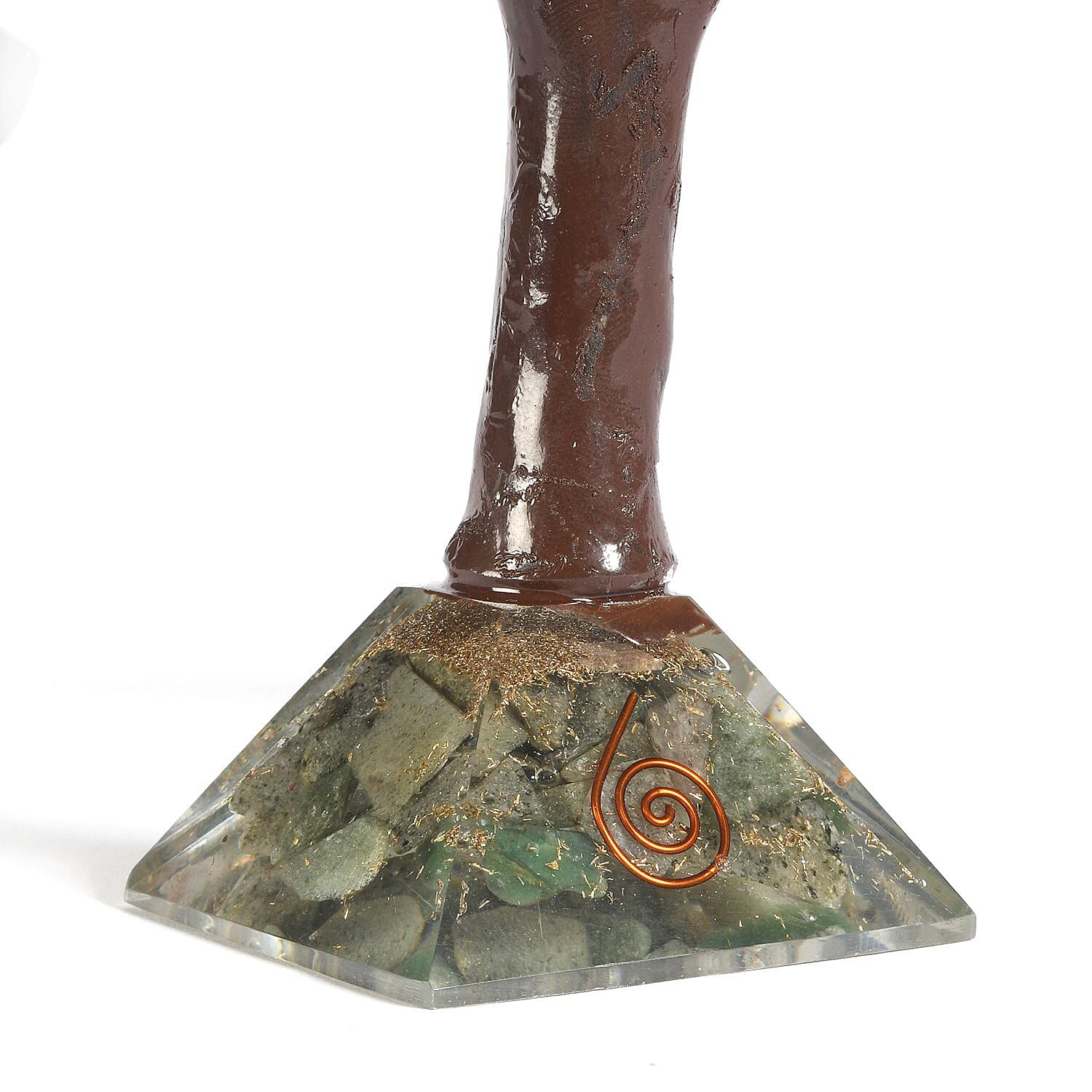 Decorative Handmade Lebrodite Gemstone Tree with Wooden Base (Size 23x5.5cm) - Multi