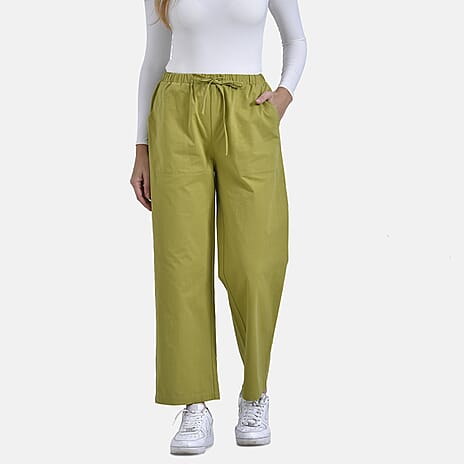 La Marey 100% Cotton Elastic Waist Casual Wear Trousers (Size 14) - Green