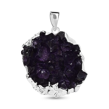 Tucson Find-Amethyst Crystal Solitaire Geode Pendant