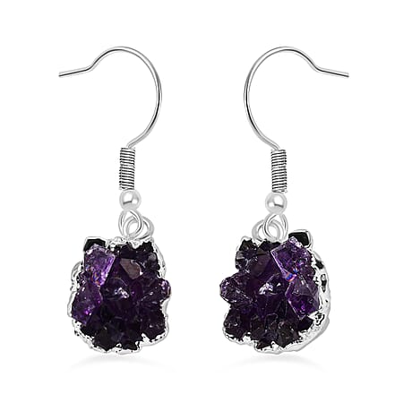 Tucson Find- Amethyst  Solitaire Earrings in Silver Plated