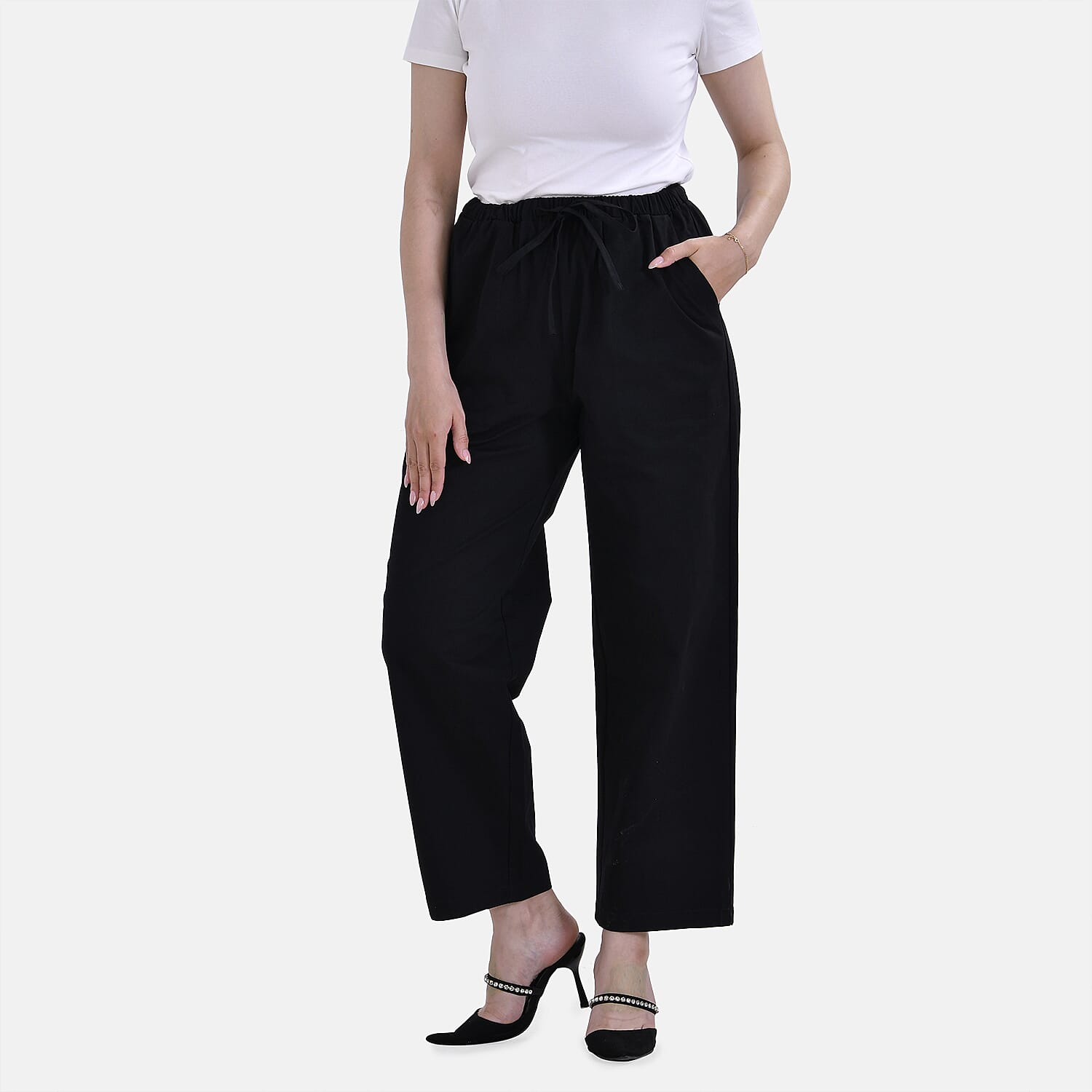 La Marey Cotton Solid Jean and Pant-Trouser (Size 14) - Black