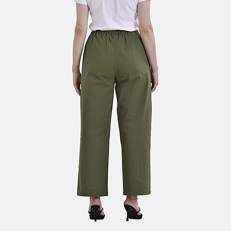 La Marey 100% Cotton Elastic Band Trouser (Size 14) - Olive Green