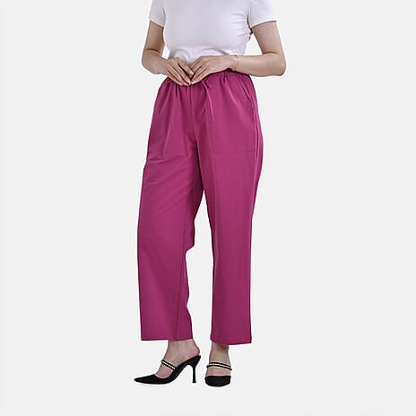 La Marey 100% Cotton Elastic Band Trouser (Size 22) - Fuchsia