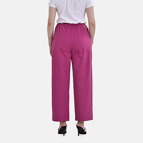 La Marey 100% Cotton Elastic Band Trouser (Size 22) - Fuchsia