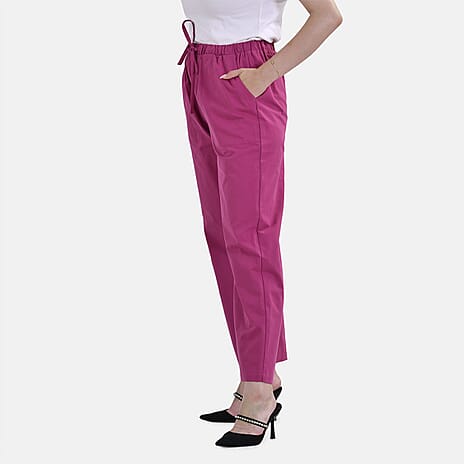 La Marey 100% Cotton Elastic Band Trouser (Size 22) - Fuchsia
