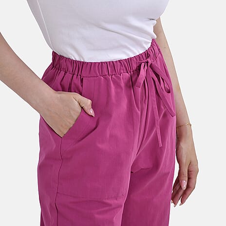 La Marey 100% Cotton Elastic Band Trouser (Size 22) - Fuchsia