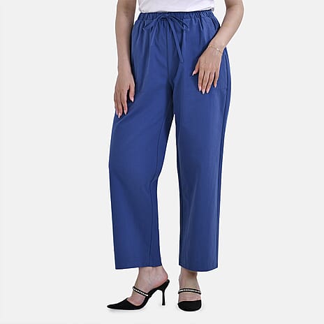 La Marey 100% Cotton Elastic Band Trouser (Size 12) - Navy Blue