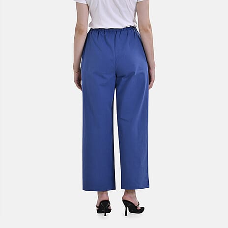 La Marey 100% Cotton Elastic Band Trouser (Size 12) - Navy Blue
