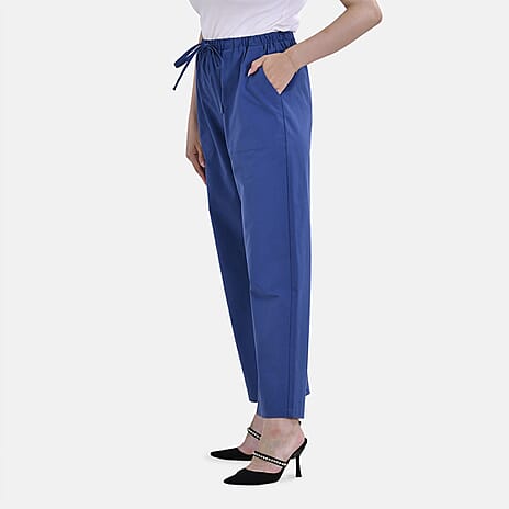 La Marey 100% Cotton Elastic Band Trouser (Size 12) - Navy Blue