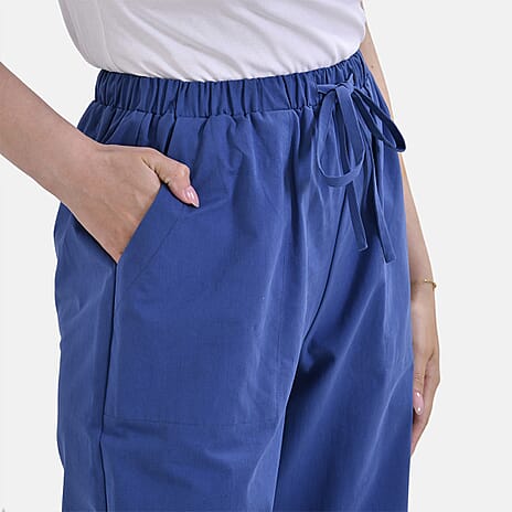 La Marey 100% Cotton Elastic Band Trouser (Size 12) - Navy Blue