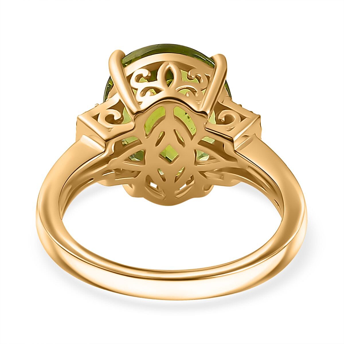 Peridot & Diamond Ring in 18K YG Vermeil Sterling Silver