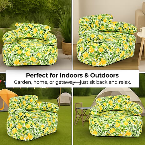 Portable Inflatable Sofa. Suitable for Outdoors and Indoors (Size 105x88x37 cm) - Green