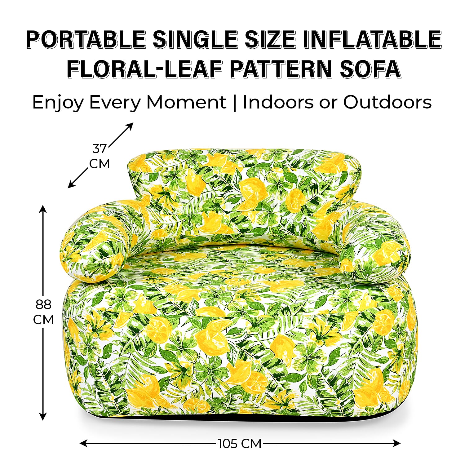 Portable Inflatable Sofa. Suitable for Outdoors and Indoors (Size 105x88x37 cm) - Green