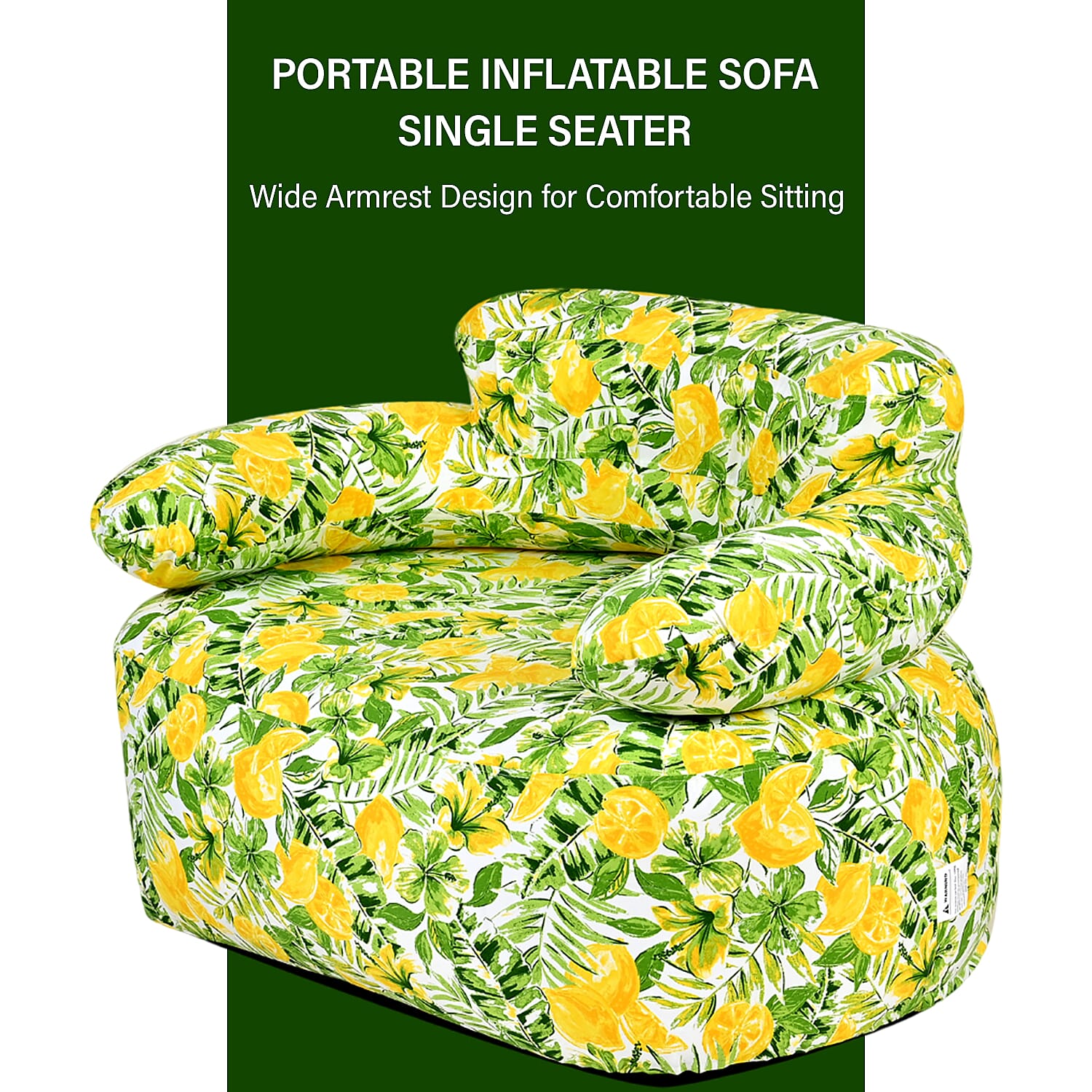 Portable Inflatable Sofa. Suitable for Outdoors and Indoors (Size 105x88x37 cm) - Green