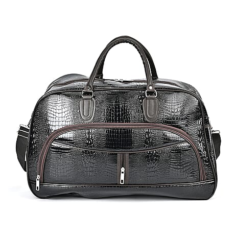Crocodile Pattern Travel Bag - Black