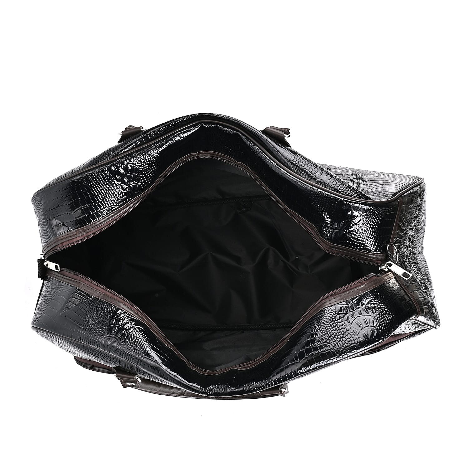 Leatherette Crocodile Pattern Travel Bag with Handle Drop