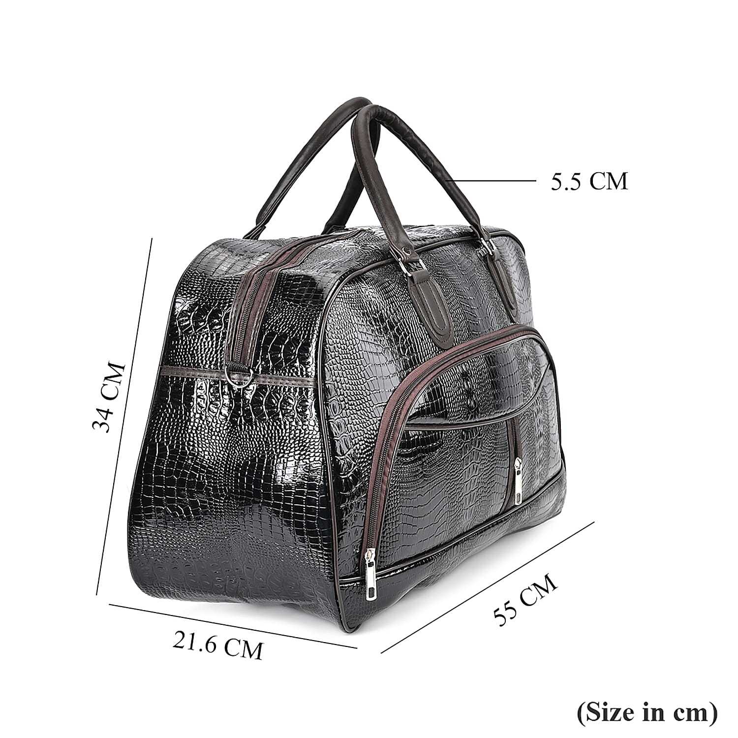 Leatherette Crocodile Pattern Travel Bag with Handle Drop