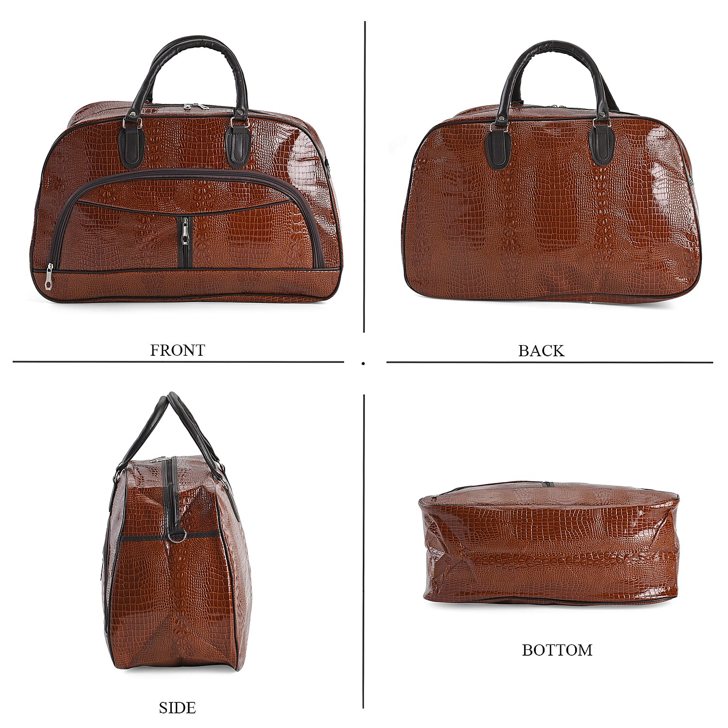 Crocodile Pattern Travel Bag - Tan