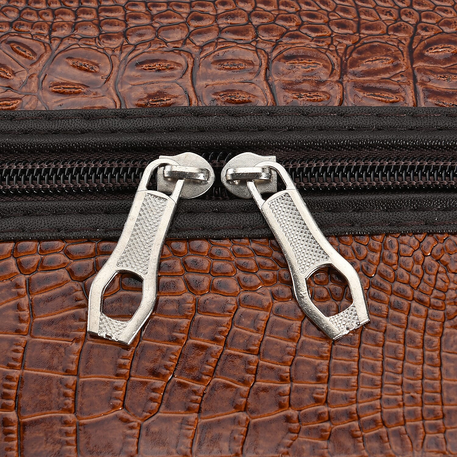 Crocodile Pattern Travel Bag - Tan