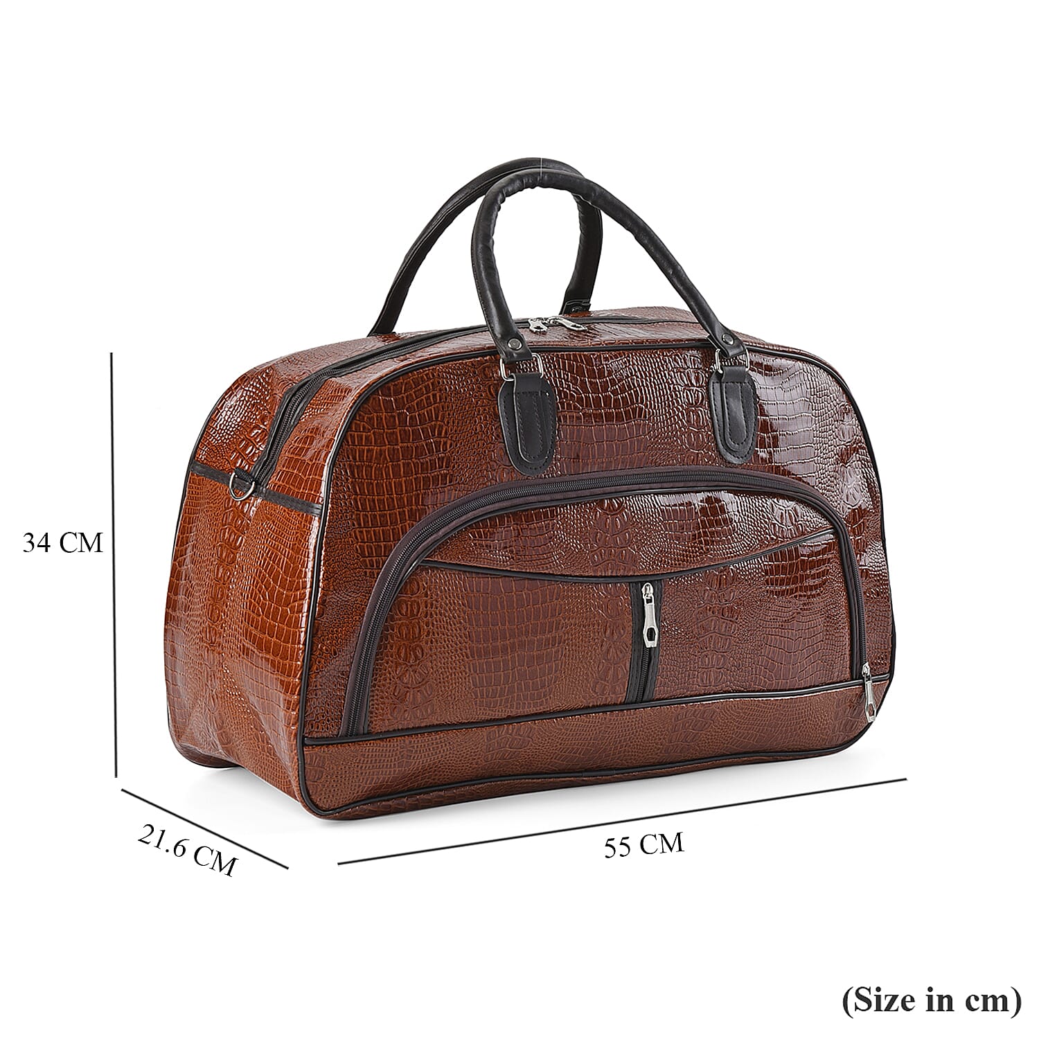 Crocodile Pattern Travel Bag - Tan