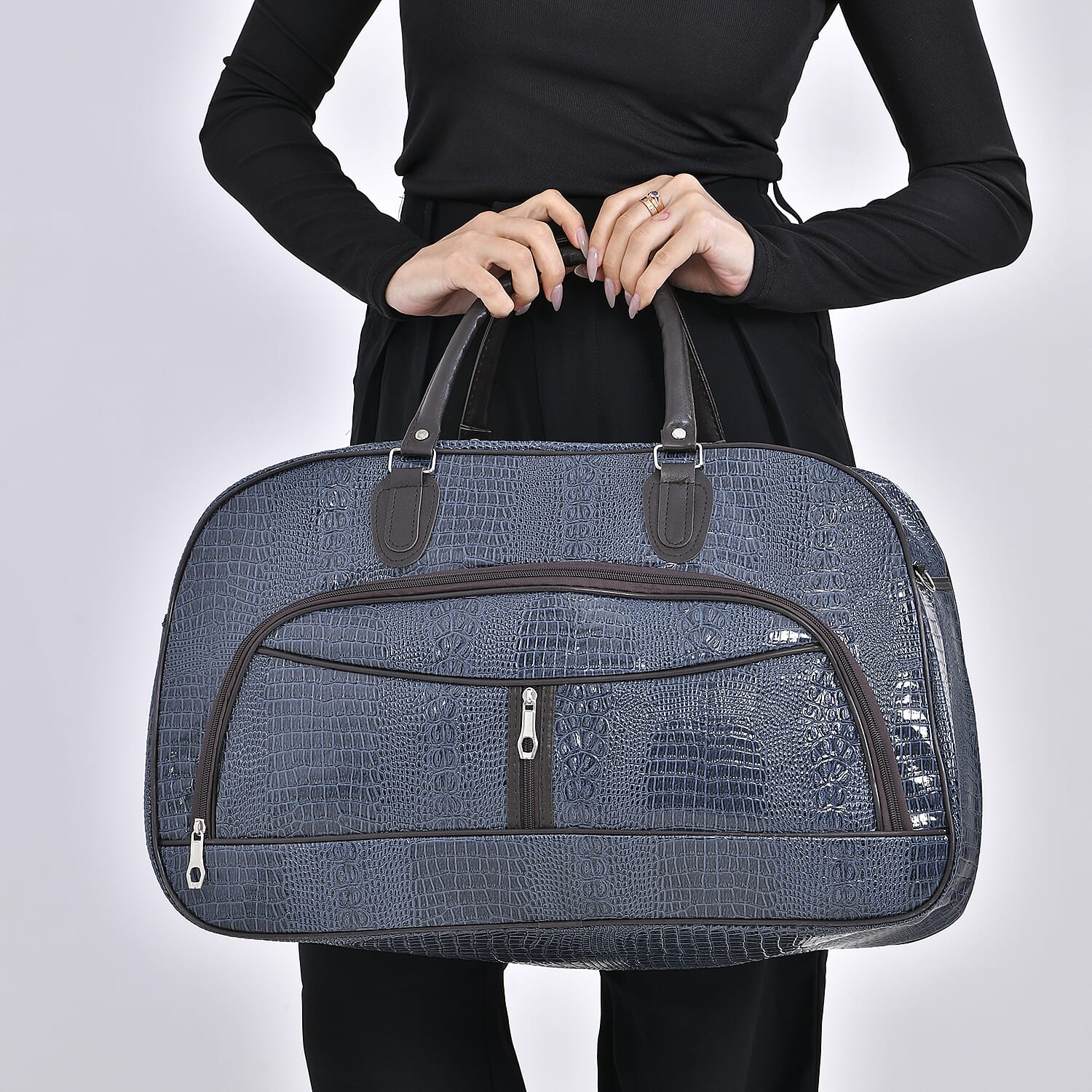 Crocodile Pattern Travel Bag - Blue