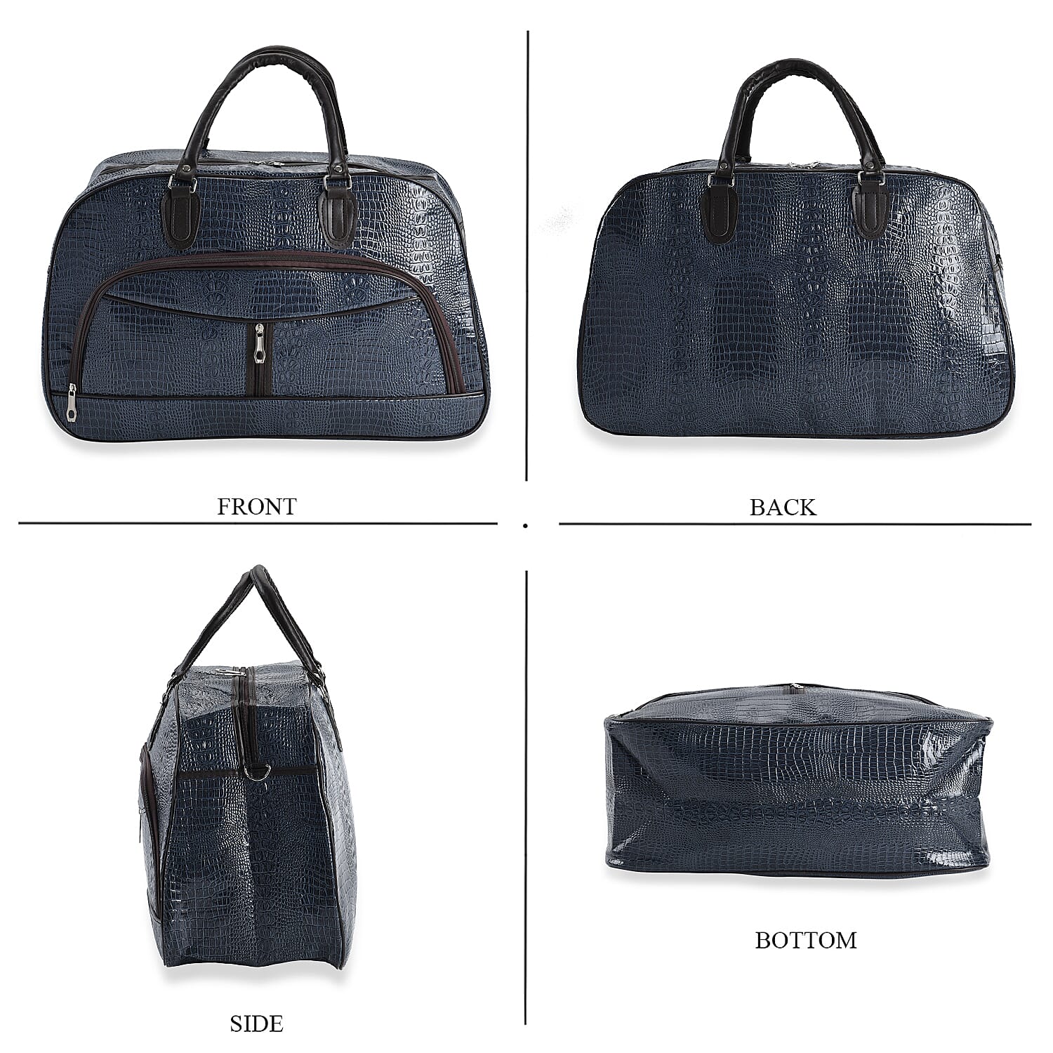 Crocodile Pattern Travel Bag - Blue