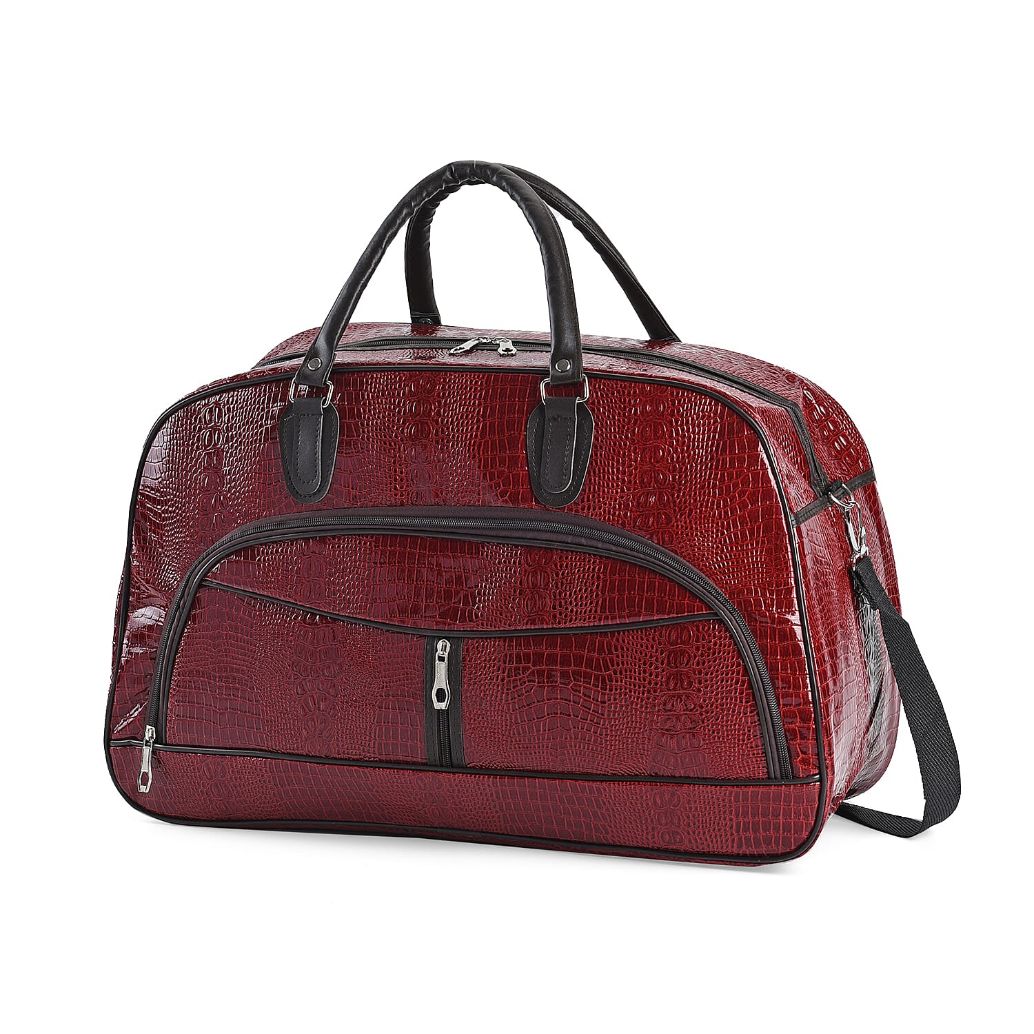 Crocodile Pattern Travel Bag - Red