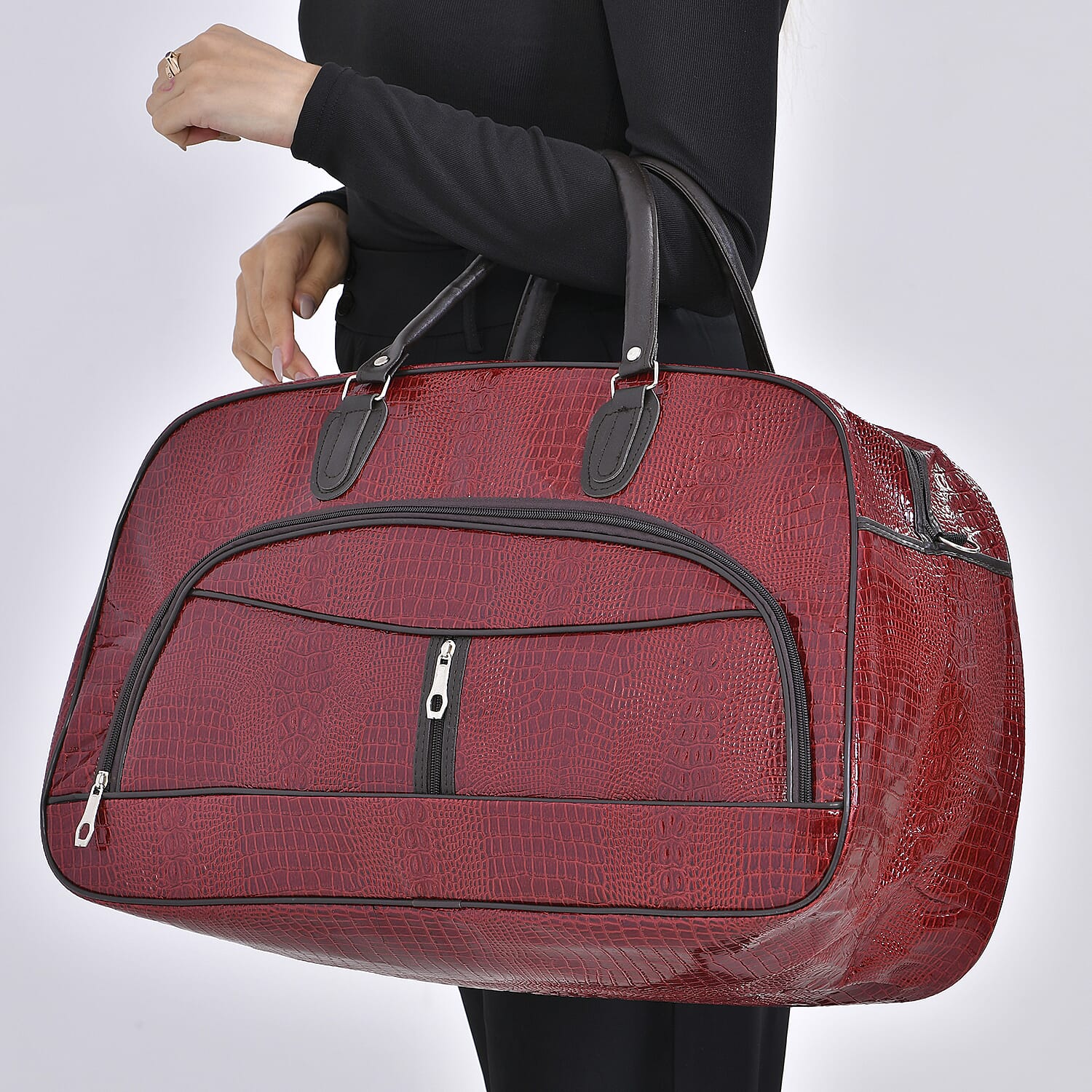 Crocodile Pattern Travel Bag - Red