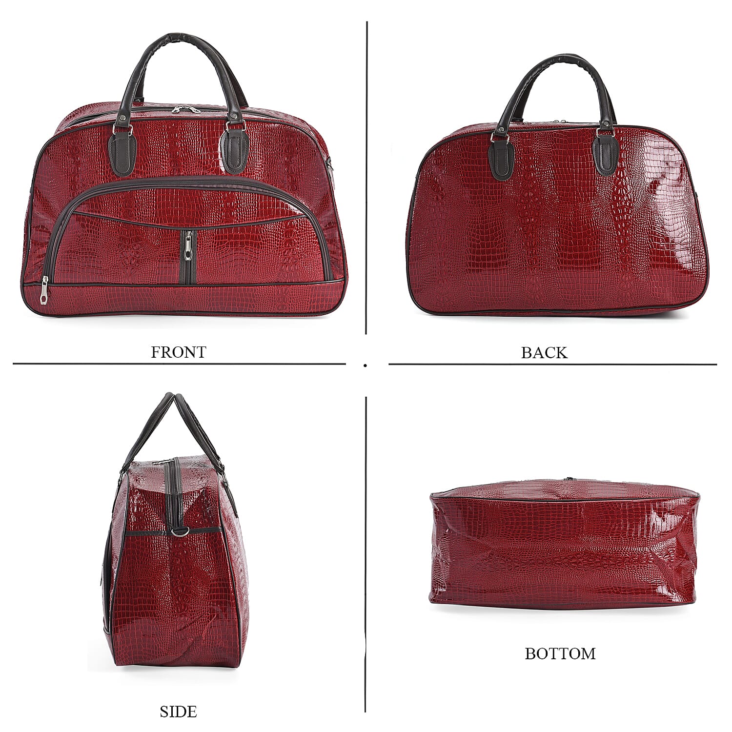 Crocodile Pattern Travel Bag - Red