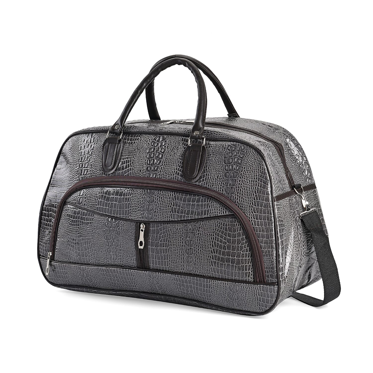 PU Crocodile Travel Bag - Grey