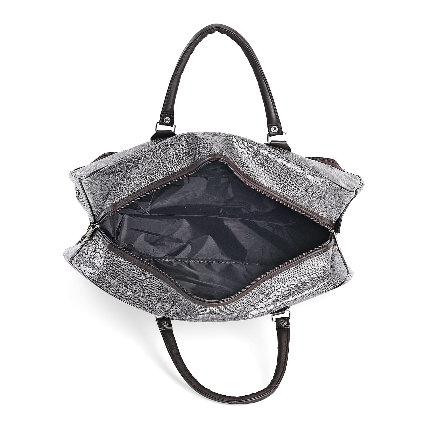 PU Crocodile Travel Bag - Grey