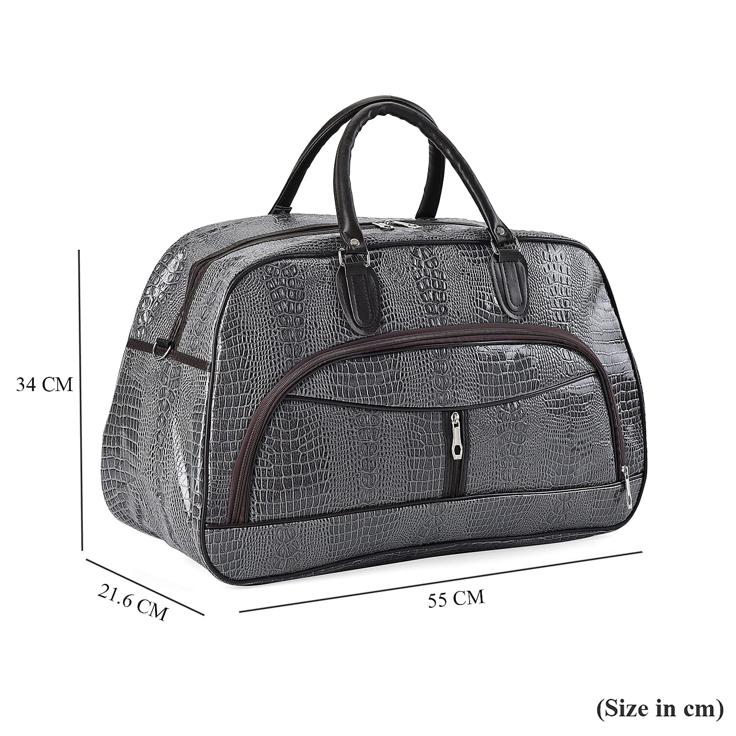 PU Crocodile Travel Bag - Grey