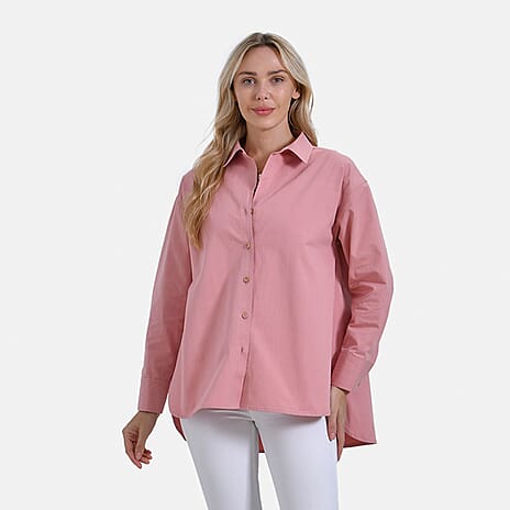 La Marey 100% Cotton Casual Long Sleeve Collared Shirt (Size 8 to 10) - Pink