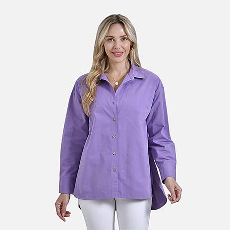 La Marey 100% Cotton Casual Long Sleeve Collared Button-Down Shirt (Size 8 to 10) - Lilac