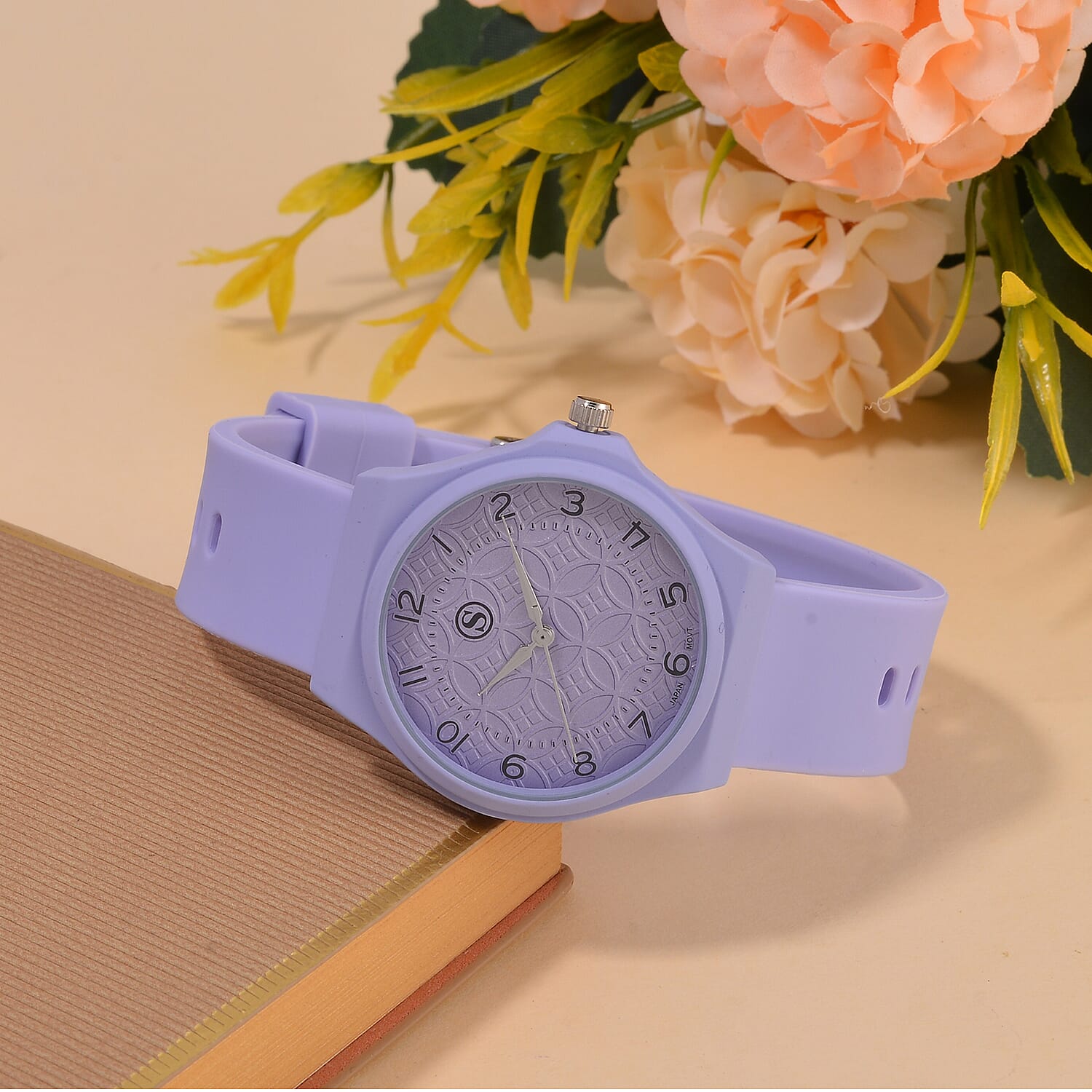 STRADA Japan Movt. Hydraulic Literal Dial WR Watch with Silicone Strap - Purple