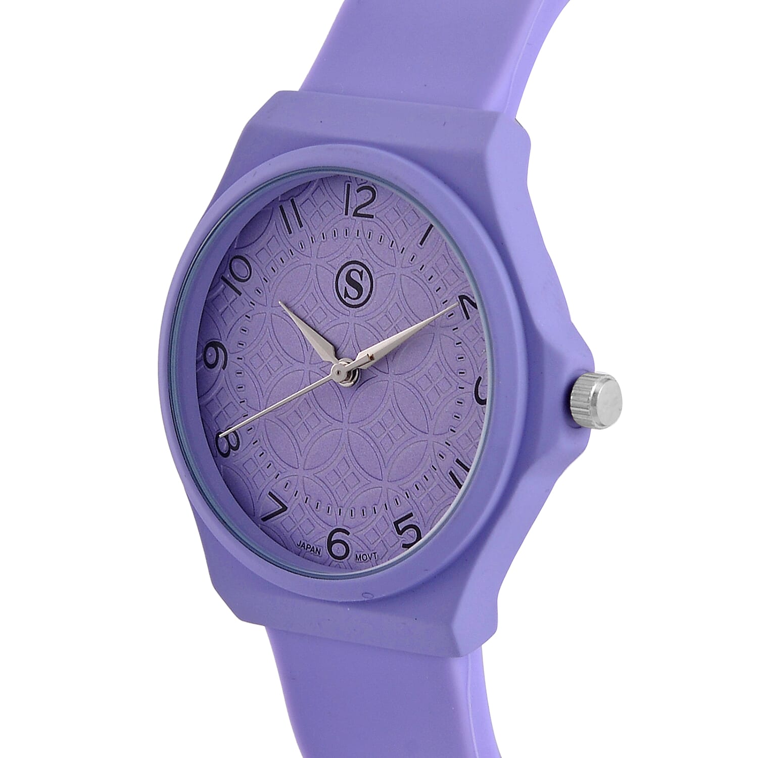 STRADA Japan Movt. Hydraulic Literal Dial WR Watch with Silicone Strap - Purple