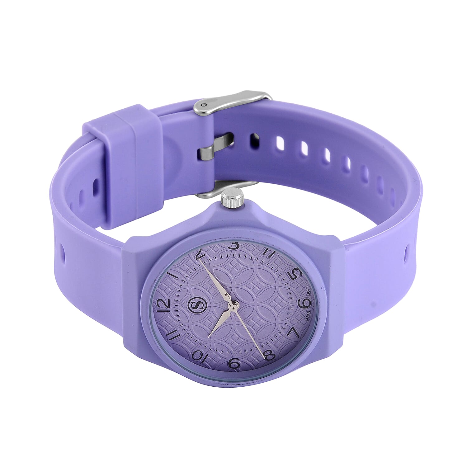 STRADA Japan Movt. Hydraulic Literal Dial WR Watch with Silicone Strap - Purple