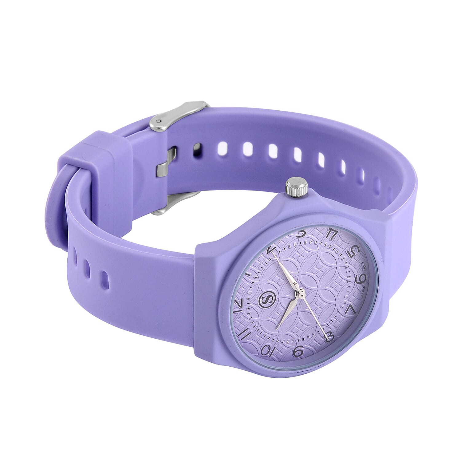 STRADA Japan Movt. Hydraulic Literal Dial WR Watch with Silicone Strap - Purple