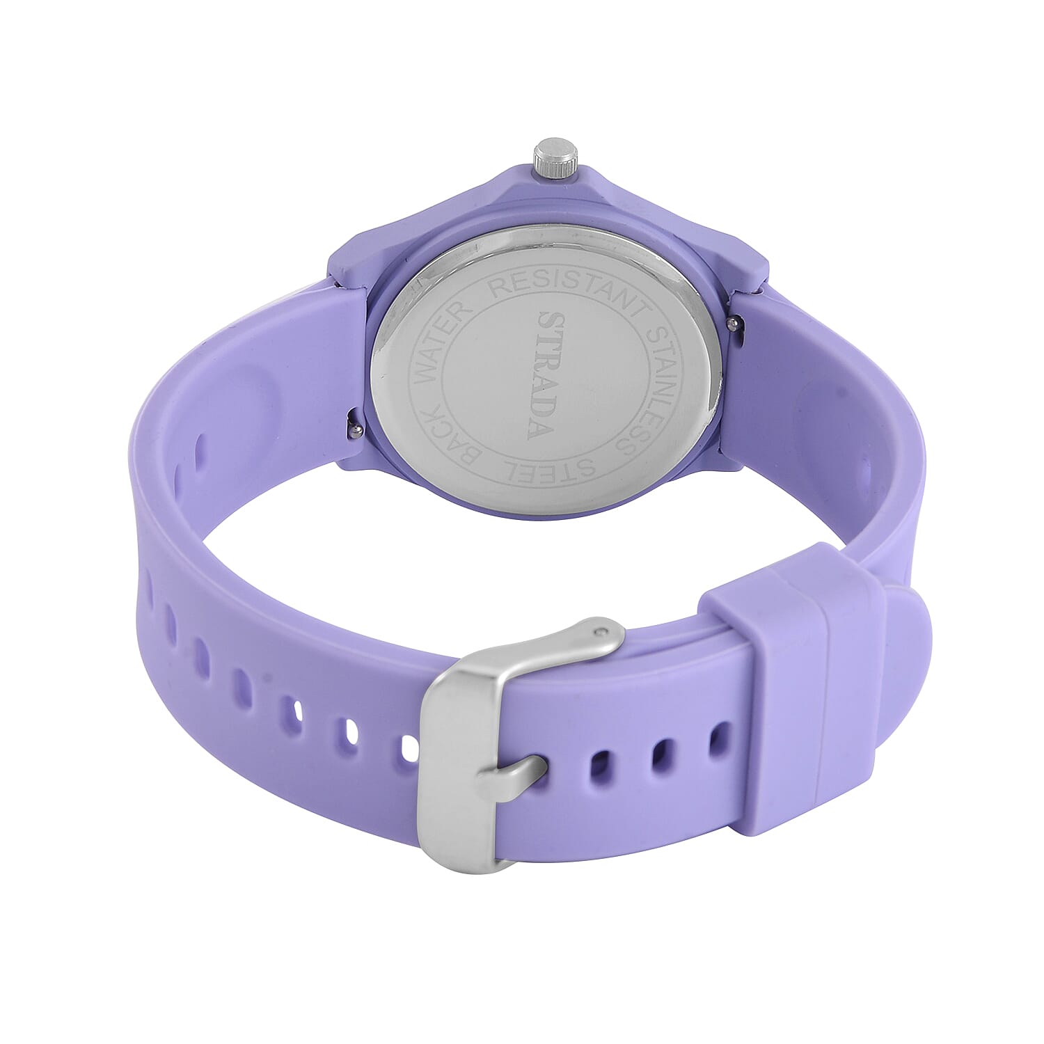 STRADA Japan Movt. Hydraulic Literal Dial WR Watch with Silicone Strap - Purple
