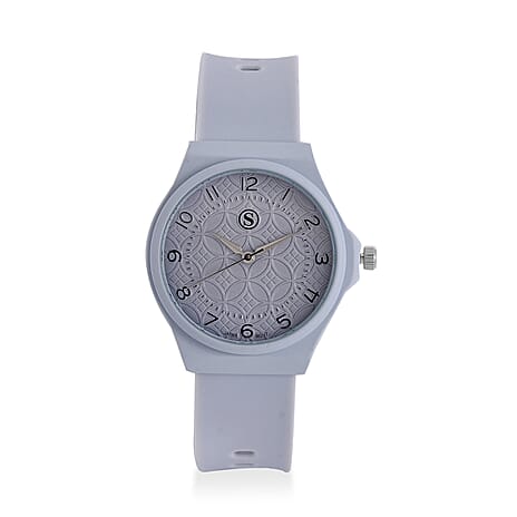 STRADA Japan Movt. Hydraulic Literal Dial WR Watch with Silicone Strap - Grey