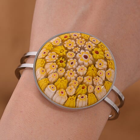 Yellow Color Murano Glass Bangle 25.00 Ct.