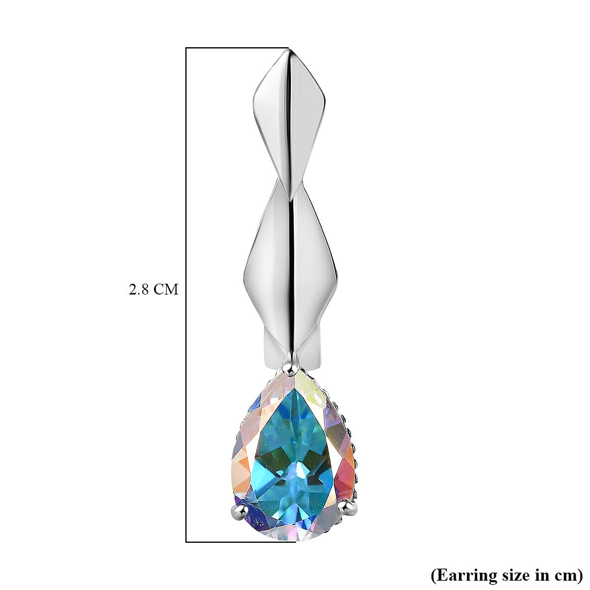 Mercury Mystic Topaz Solitaire Earrings in Rhodium Overlay Sterling Silver 4.30 Ct