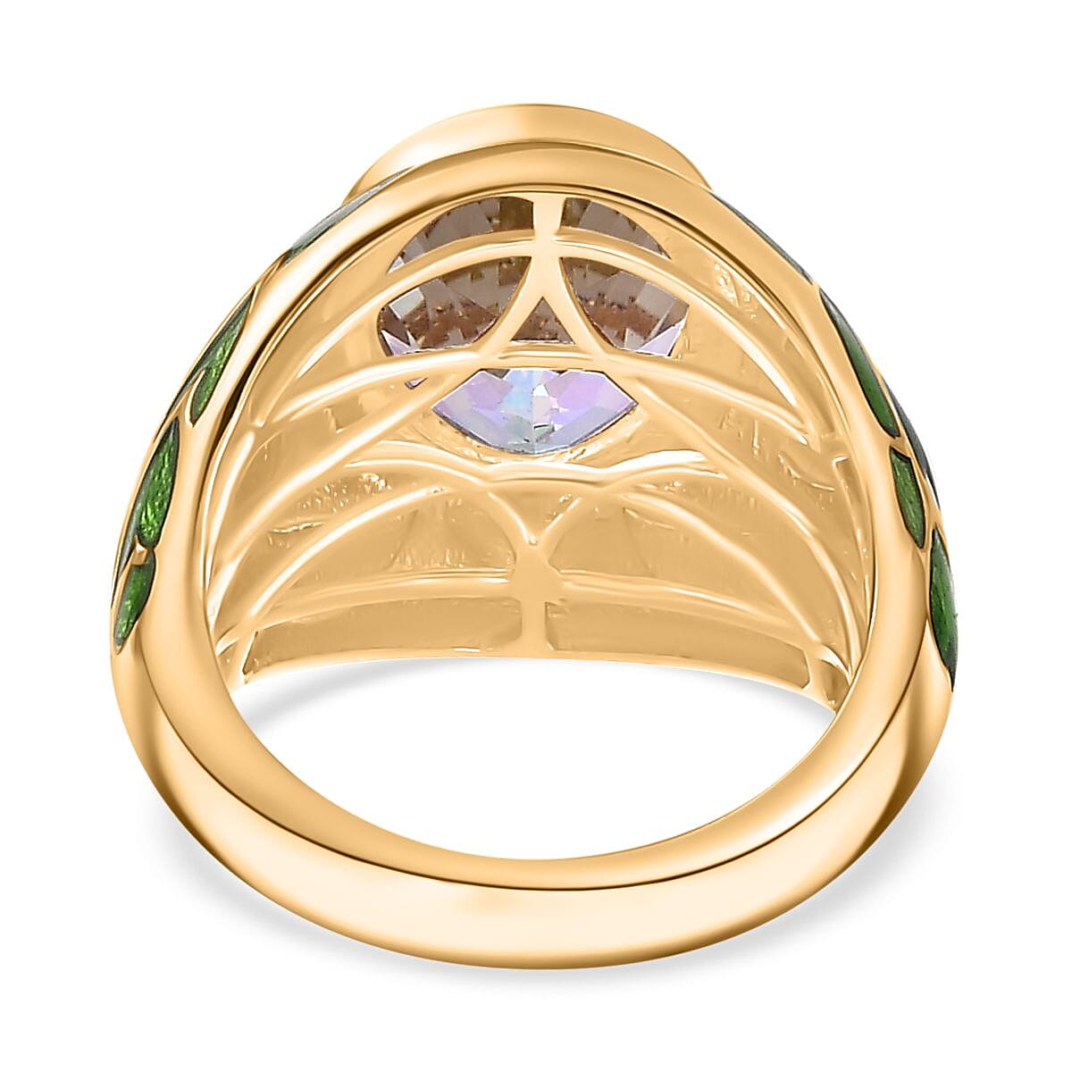 Mercury Mystic Topaz Solitaire Ring in 18K Vermeil Yellow Gold Plated Sterling Silver 4.15 Ct, Silver Wt. 7.01 Gms. Mercury Mystic Topaz Solitaire Ring in 18K Vermeil Yellow Gold Plated Sterling Silver 4.15 Ct, Silver Wt. 7.01 Gms.